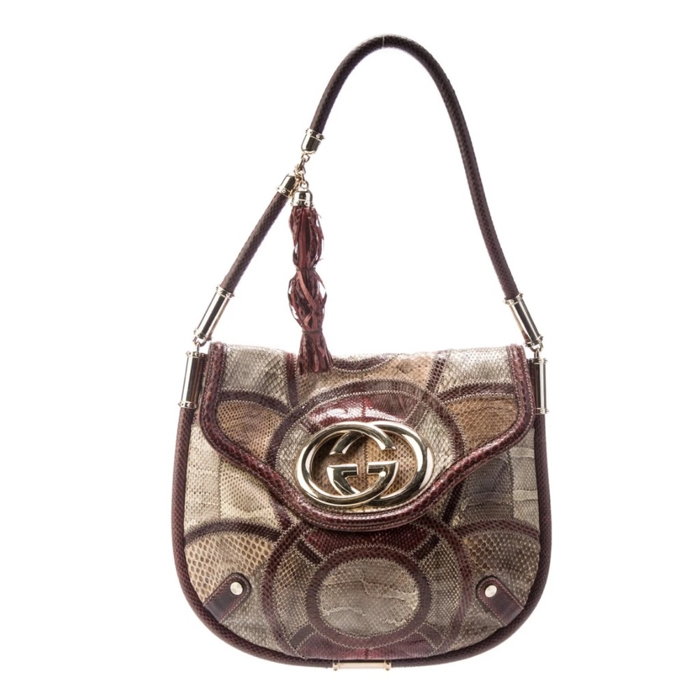 Rare Gucci Interlocking G Britt Lizard and Python Bag